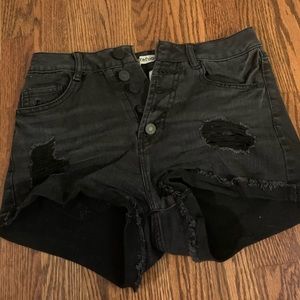 black jean shorts
